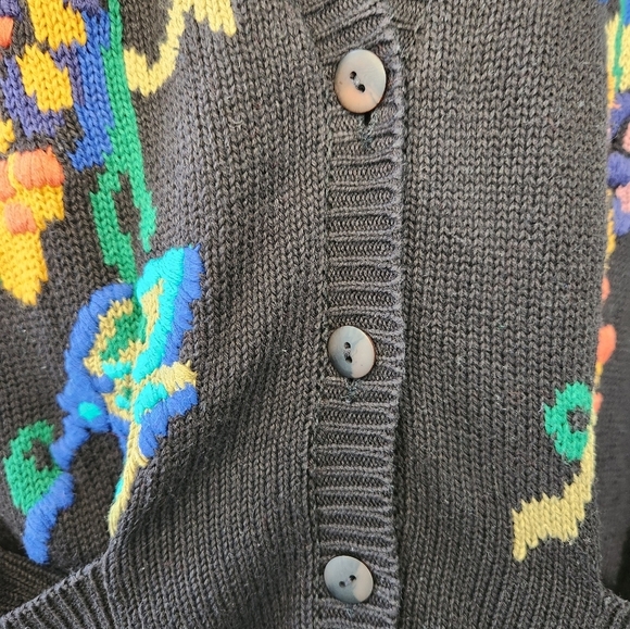 80s graphic knit buttonup cardigan sweater - Picture 8 of 10